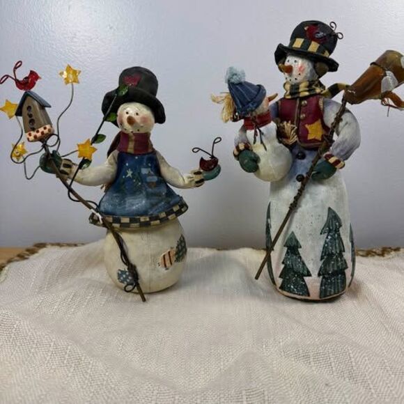 Unbranded Other - Primitive Folk Art Snowman Figurines - Set of 2